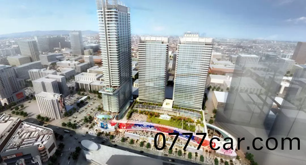 三思3500平(ping)方(fang)米戶外LED屏在美國西岸再造一箇“時